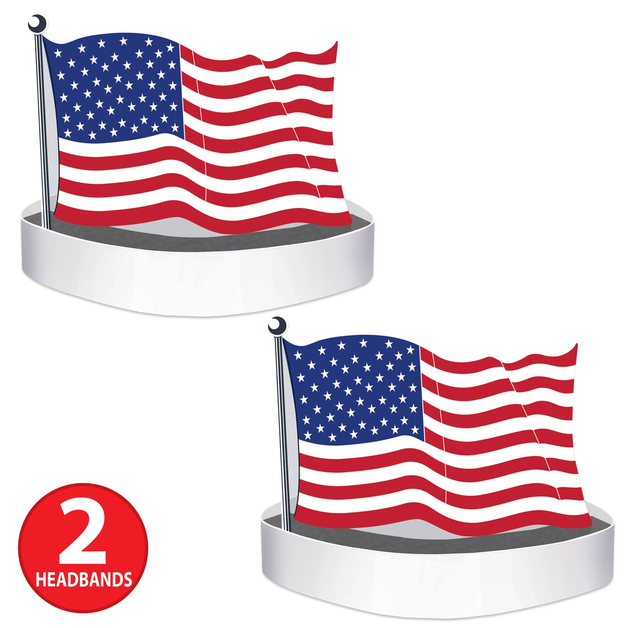 Beistle Adjustable American Flag Headbands, 2ct.
